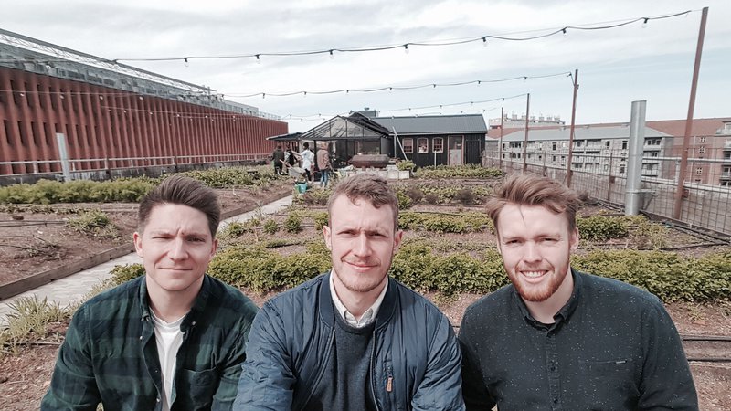 On a green roof to capture footage for our video.