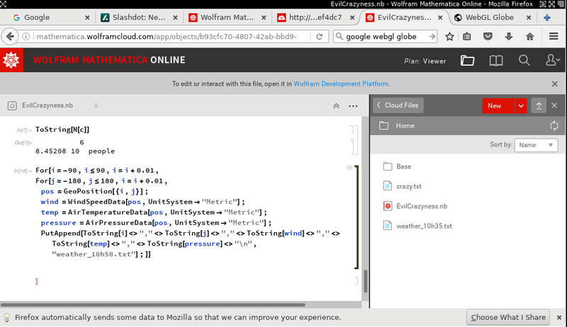 Example of Wolfram Alpha location based data